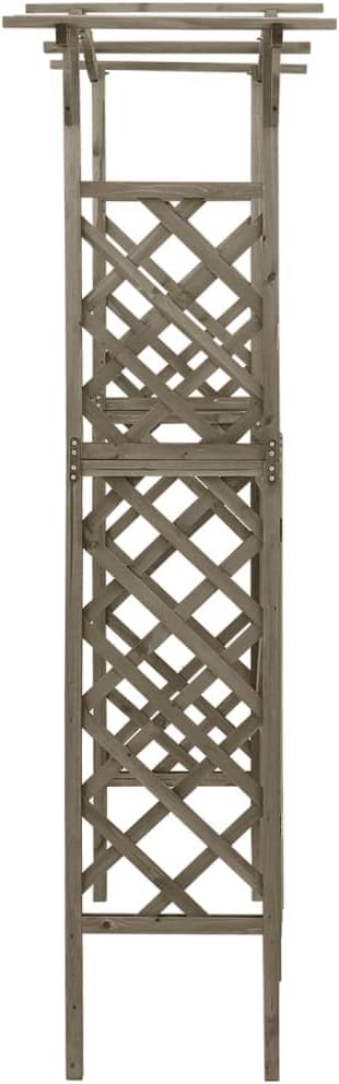 vidaXL Gray Pergola with Gate, Sturdy Solid Firwood and Pine Wood Garden Arch - Image 5