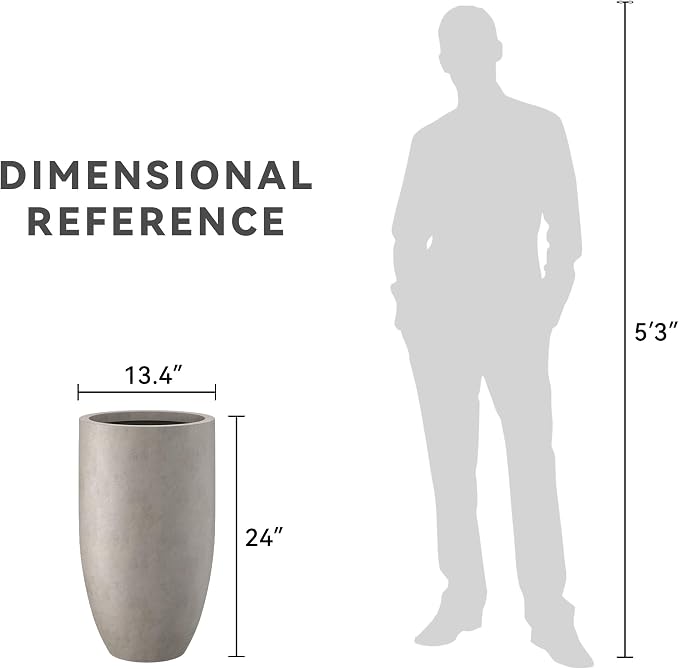 Kante 24 Inch Tall Round Concrete Planter, Large Indoor Outdoor Plant Pots - Image 7