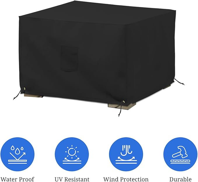 Covers & All Outdoor Ottoman Cover, 12 Oz PVC Polyester, Waterproof Ottoman - Image 3