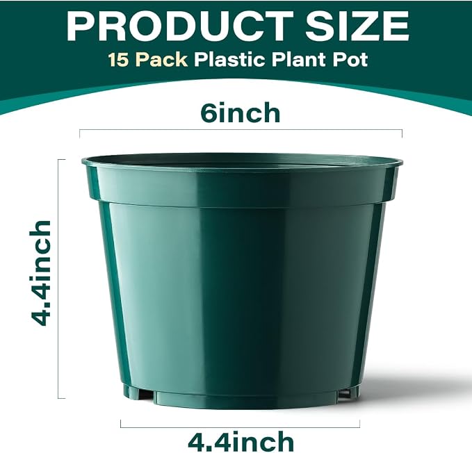 BTPLASTIK 15 Pack 6 Inch Plant Pots - Image 2