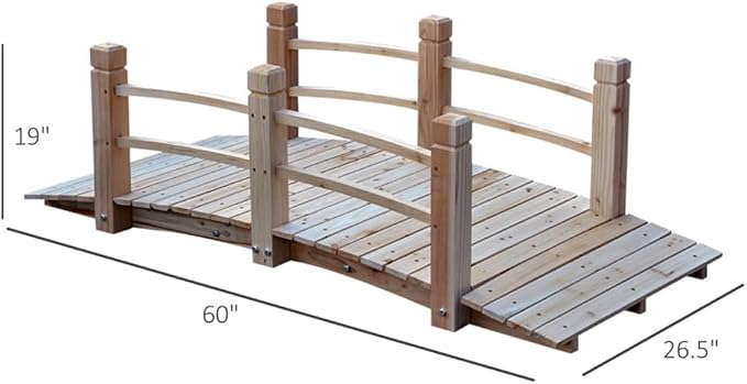 5 ft Garden Bridge Outdoor Wood Landscape Bridge Wooden Arch - Image 5