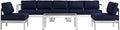 Modway Shore 6-Piece Aluminum Outdoor Patio Sectional Sofa Set in Silver Navy by Modway