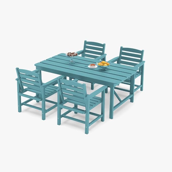 Outdoor HDPE Dining Set 5 Pieces, Patio Table by PatioKingdom