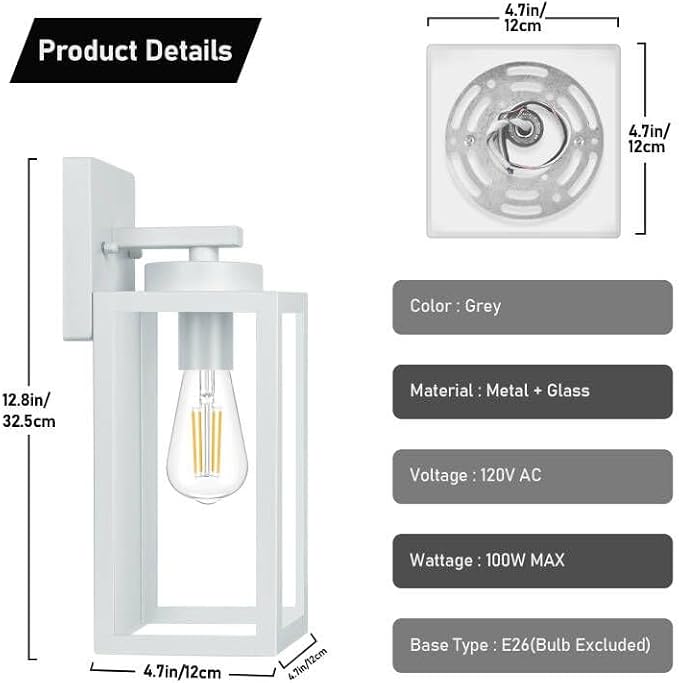 BesLowe 2-Pack Outdoor Wall Light Fixtures, Exterior Waterproof Wall Lanterns - Image 5