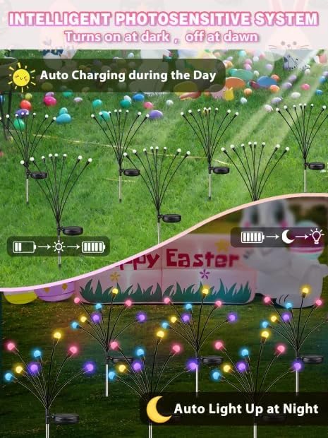 Albelt Easter Day Decorations Outdoor, 6 Pack Solar Firefly Lights Outdoor - Image 2