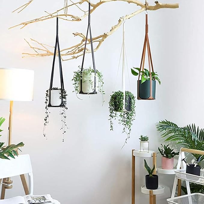 Plant Hangers PU Leather 2Pcs, Hanging Planters - Image 7