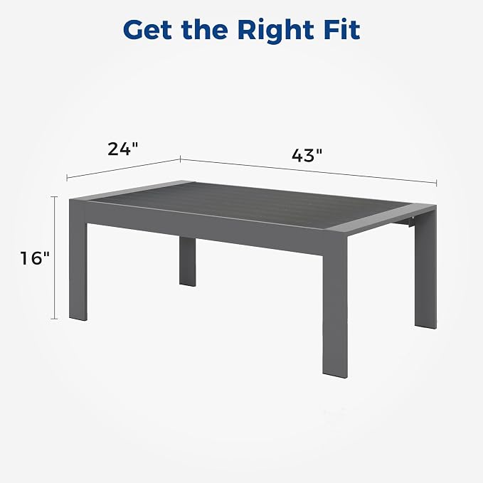 Wisteria Lane Aluminum Outdoor Patio Furniture Coffee Table, All-Weather - Image 2