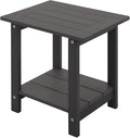 Double Adirondack Side Table Weather Resistant, Outdoor Rectangular End Table by Meluvici
