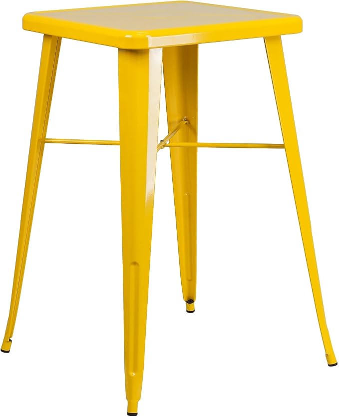 Flash Furniture Commercial Grade 23.75" Square Yellow Metal Indoor-Outdoor Bar - Image 3
