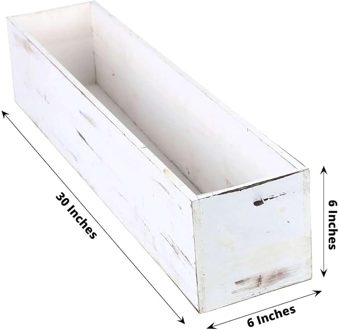 Efavormart 30"x6" Whitewash Wood Planter Box - Image 3