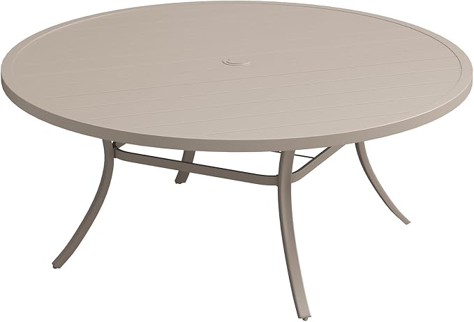 Patio Dining Table for 8-10, Round Metal Outdoor Table by VOXBIN