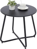 Outdoor Table Small Patio Side Table, Round Metal Side Table, Weatherproof by Juserox