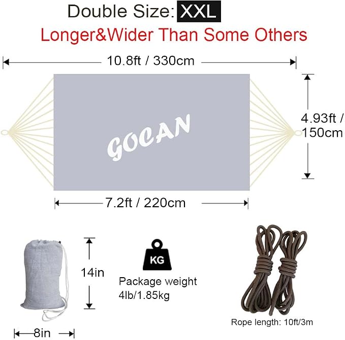 Brazilian Double Hammock 2 Person Extra Large 330X150cm Load Capacity 600Pound - Image 3