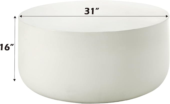 Acme Dustan Environmental Friendly Cement Concrete Coffee Table in Natural White - Image 3