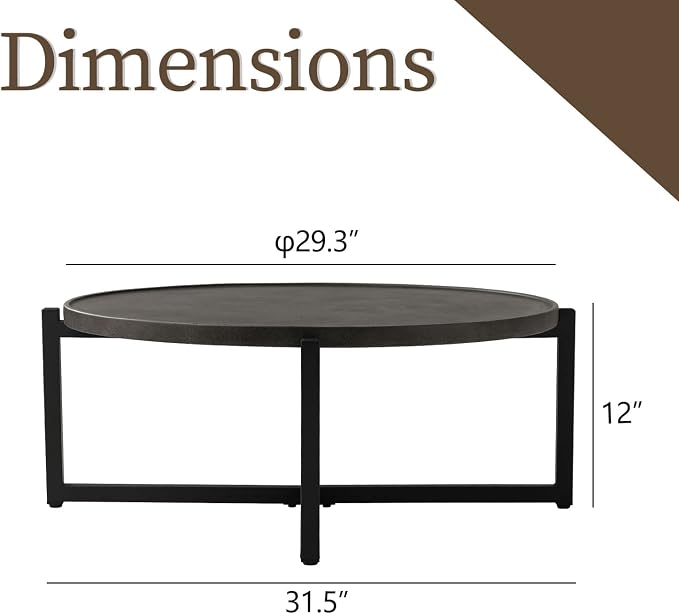 COSIEST Small Round Outdoor Coffee Table Dark Grey, Balcony and Living Room - Image 2