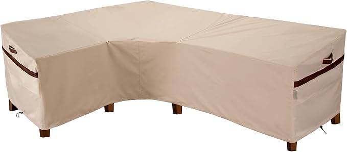 Outdoor L Shaped Sectional Sofa 85''L x 106''L x 34''D x 31''/26''H Cover by PATIOASIS