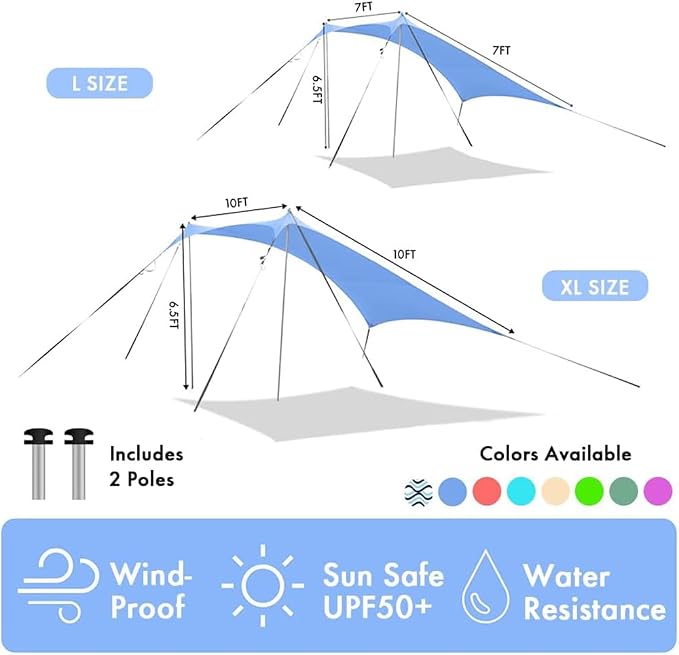 Beach Sun Shade Windproof Design, Sun Shelter UPF50+ Portable Family Tent - Image 5