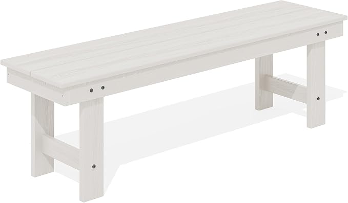 SERWALL 2-Person Outdoor Bench Backless, HDPE Outdoor Benches Weatherproof by SERWALL