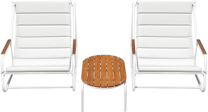 Devoko 3-Piece Patio Furniture Set 2 All-Weather Teslin Chaise Lounge Chairs by DEVOKO
