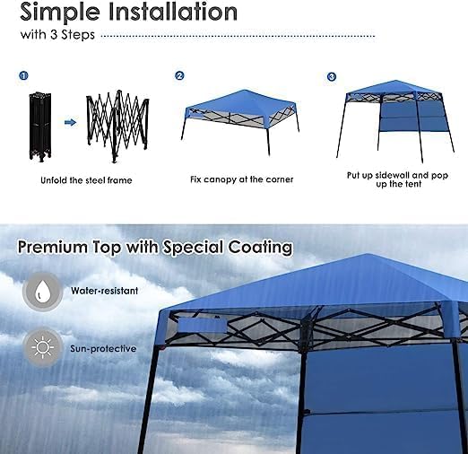 Fireflowery 7’ x 7’ Pop Up Canopy Tent, Portable Shelter Canopy w/Backpack - Image 5
