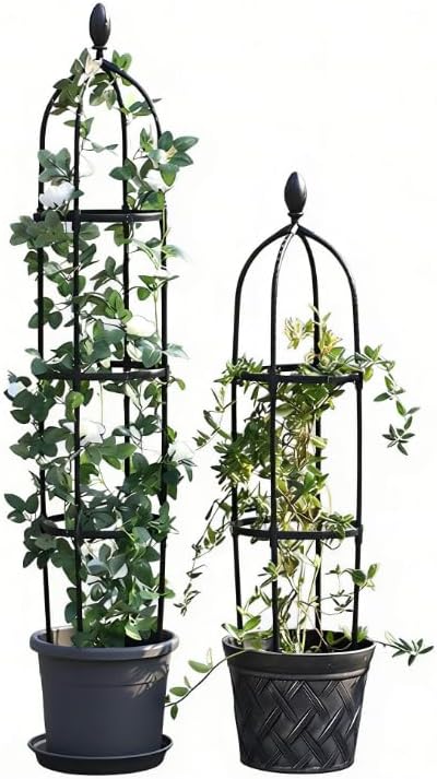 4-Tier Garden Obelisk Trellis for Climbing Plants, 57 Inches Tall Plastic Plant by wfljl