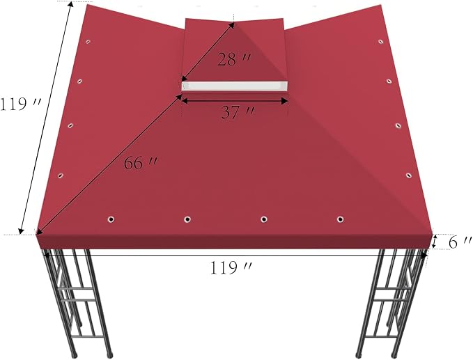 Sumfaller 10x10 FT Gazebo Replacement Canopy Top Cover Double Tiered Canopy Top - Image 6