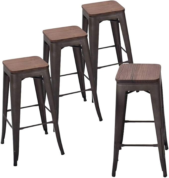 Andeworld Bar Stools Set of 4 Stackable Metal Bar Stools Industrial Bar Height - Image 8