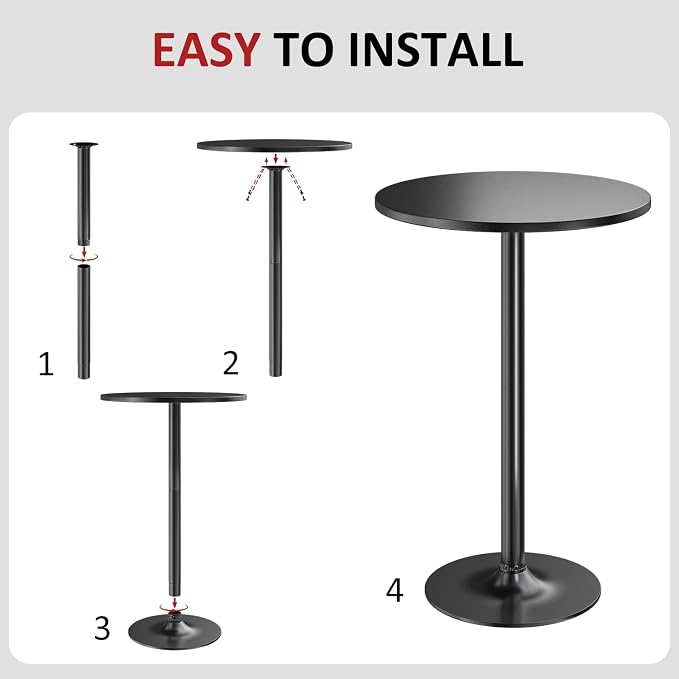Furmax Bistro Pub Table 2 Pack Round Bar Height Cocktail Table Metal Base MDF - Image 7