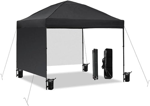 10x10 Pop Up Canopy Tent with 2 Sidewalls, Easy Up Canopy Outdoor Party Sun by AERGERGER
