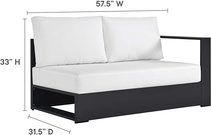 Modway Tahoe Aluminum Modular Right-Facing Outdoor Patio Loveseat in Gray White - Image 2