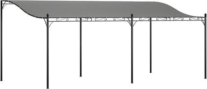 Outsunny 10' x 20' Outdoor Pergola Canopy, Wall-Mounted Metal Patio Canopy by Outsunny