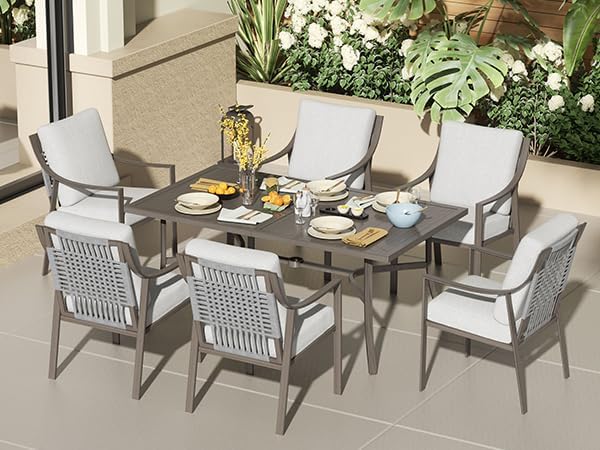 NATURAL EXPRESSIONS 7 Piece Patio Dining Table Outdoor Furniture Set by NaturalExpressions