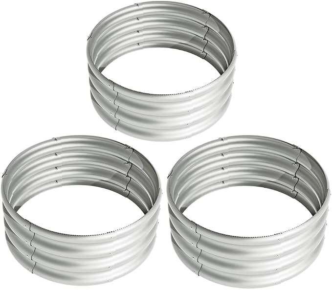 2x2x1ft-3pcs-Oval Raised Garden Bed Kit, Galvanized Planter Garden Boxes Outdoor by kingddeergardenbed