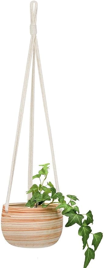 Mkono Ceramic Hanging Planter Macrame Plant Holder 5 Inch Cute Succulent Cactus - Image 2