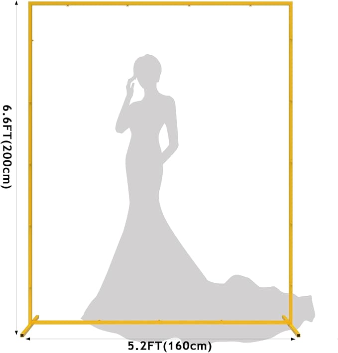 Wokceer Backdrop Stand Square Wedding Arch 6.6FT x 5.2FT Gold Metal Balloon - Image 2