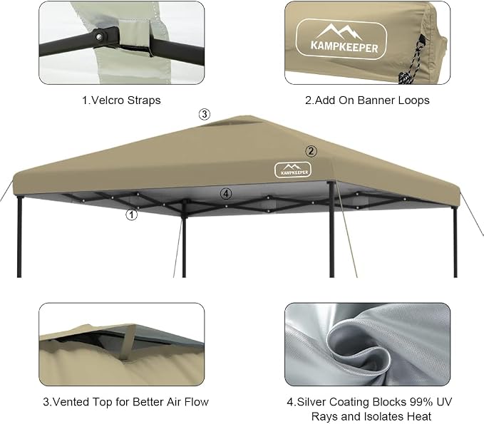 KAMPKEEPER Replacement Top Pop Up Canopy Tent Cover Roof - Image 6