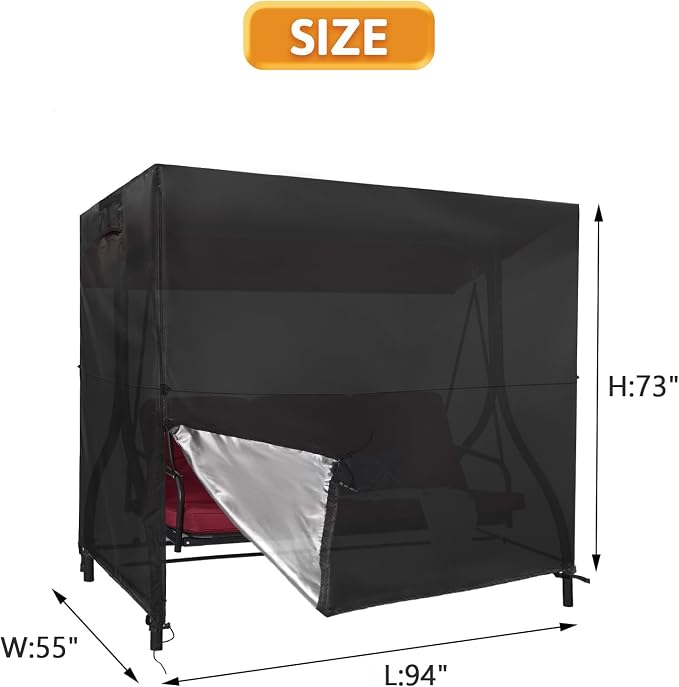 Kasla Swing Cover, Waterproof, Fits Outdoor Patio Swing 3 Seater & Backyard - Image 2
