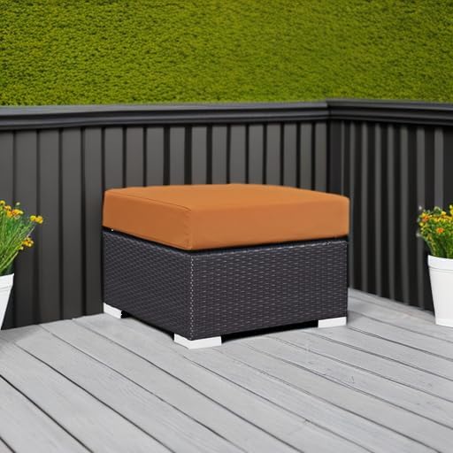 Modway Convene Wicker Rattan Outdoor Patio Square Ottoman - Image 5