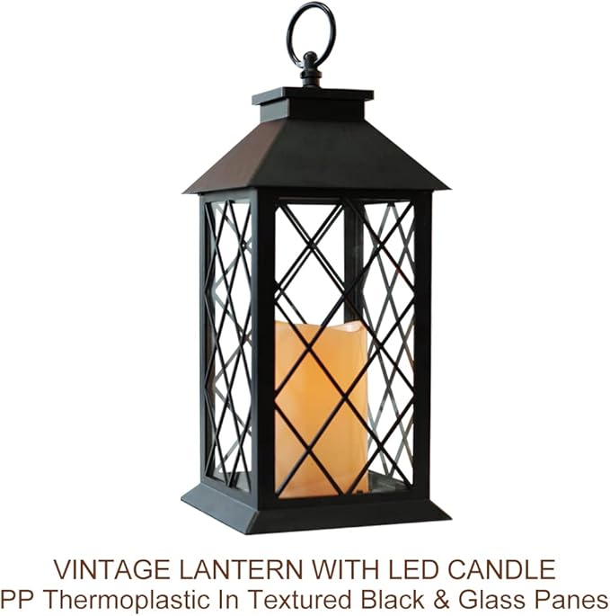 Bright Zeal 13.5" Black Vintage Candle Lantern - Image 2
