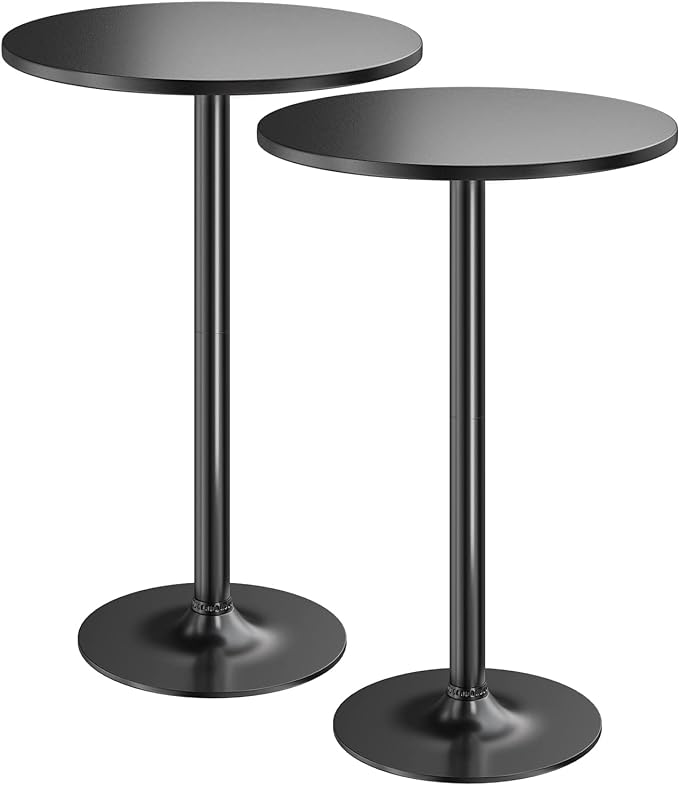 Furmax Bistro Pub Table 2 Pack Round Bar Height Cocktail Table Metal Base MDF by Furmax