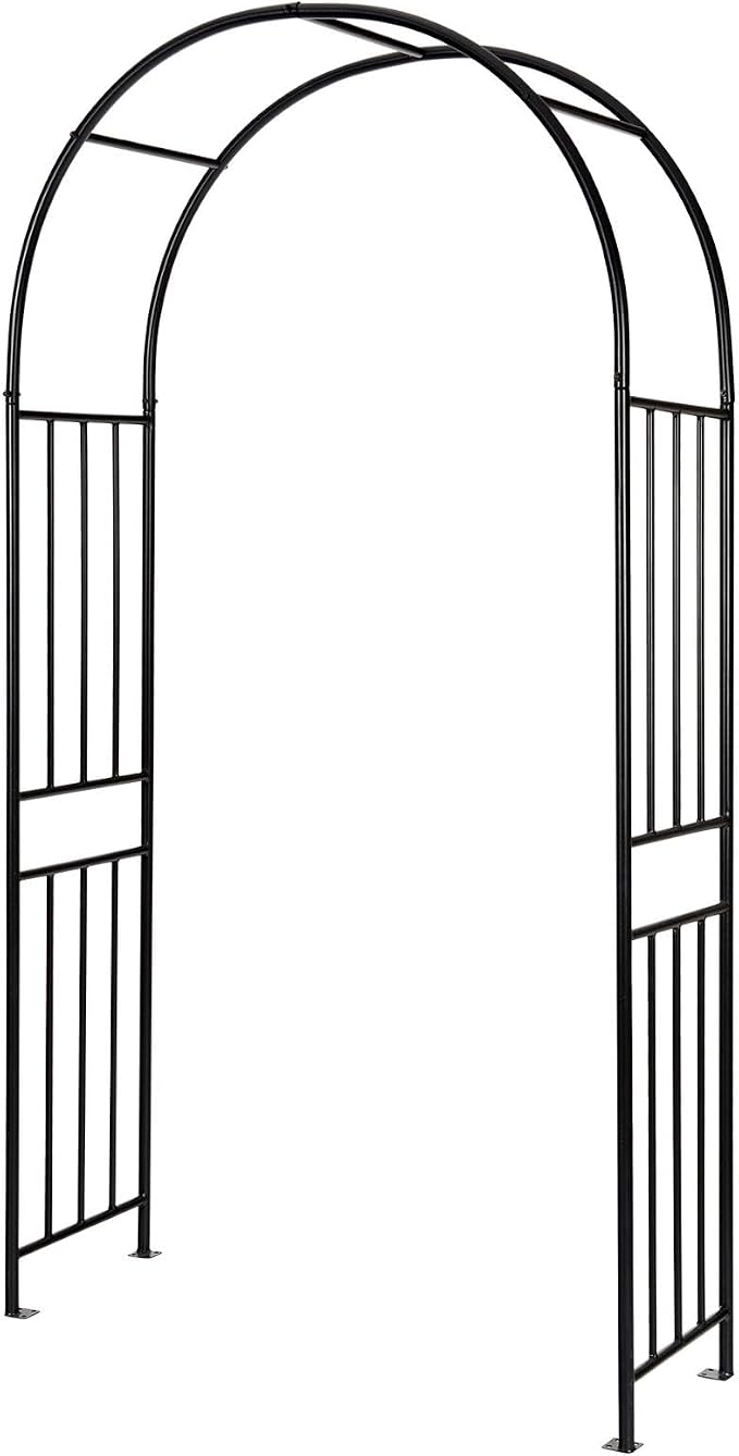 LDAILY Moccha Garden Arch Arbor Trellis, 7.2Ft Outdoor Steel Arbor - Image 9