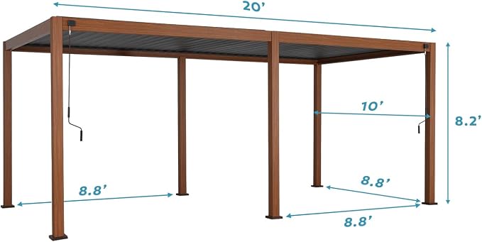 MIRADOR 111S Takasho Louvered Pergola, 10Ft x 20Ft, Full Aluminum Frame - Image 6