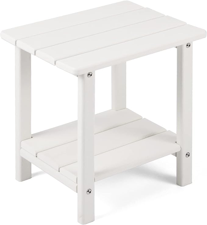 Adirondack Outdoor Side Table, 2-Tier Sturdy Patio End Table Weather Resistant by Apolimi