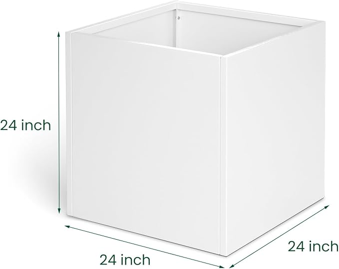 White Steel Planter Square Outdoor Planters Galvanized Steel Planter Box 24 - Image 2