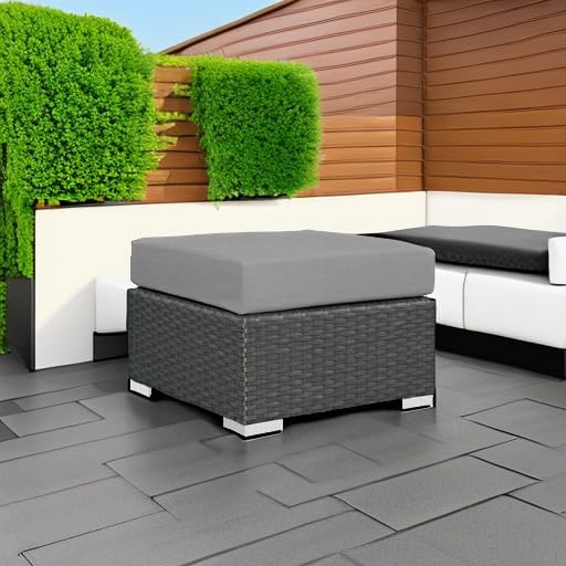 Modway EEI-1855-CHC-GRY Sojourn Outdoor Patio Sunbrella Ottoman in Canvas Gray - Image 5