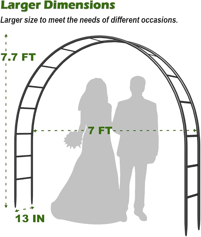 Queension Metal Wedding Arch for Ceremony Party Decoration 7Ft Wide 7.7Ft High - Image 2