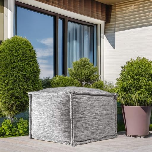 nuLOOM Sofia Casual Solid Indoor/Outdoor Filled Ottoman Pouf 14" x 20" x 20" - Image 5