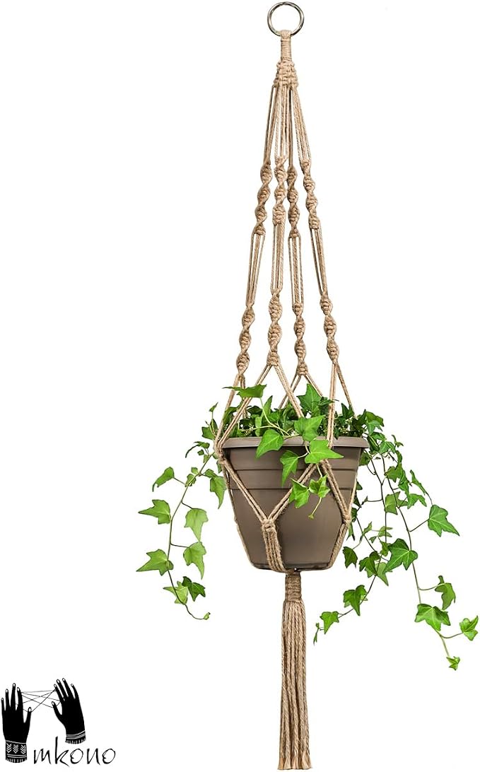 Mkono 2 Pack Macrame Plant Hangers Indoor Hanging Planter Basket Decorative - Image 5