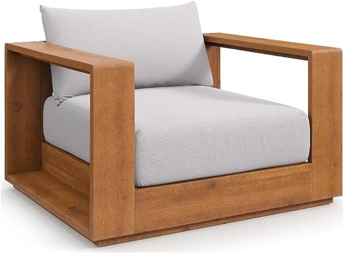 Modway Tahoe Acacia Wood Outdoor Patio Chair in Natural Light Gray by Modway