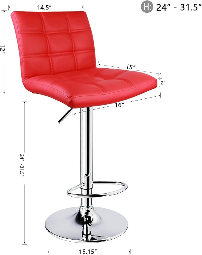 Leopard Adjustable Leather Bar Stools Square Back, Leather Padded - Image 2